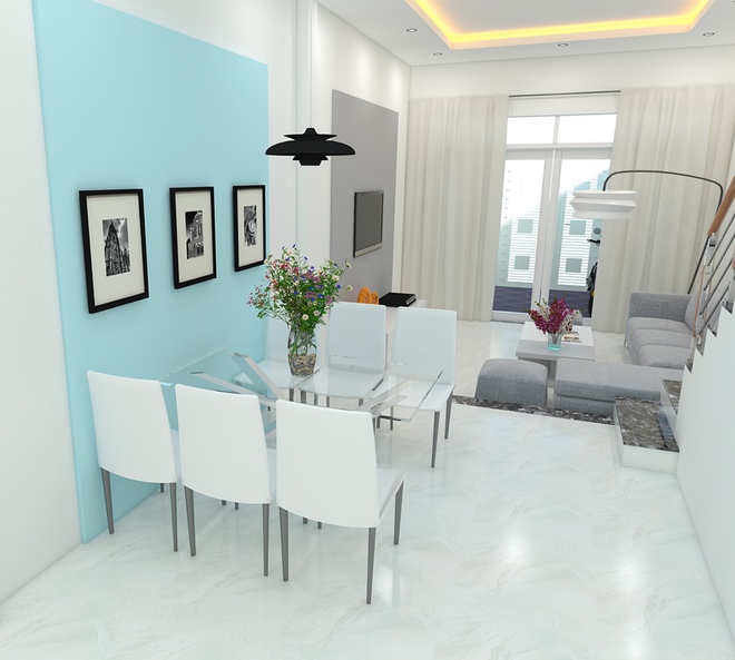 Thiết kế nội thất phòng ăn nhà phố mặt tiền 4m